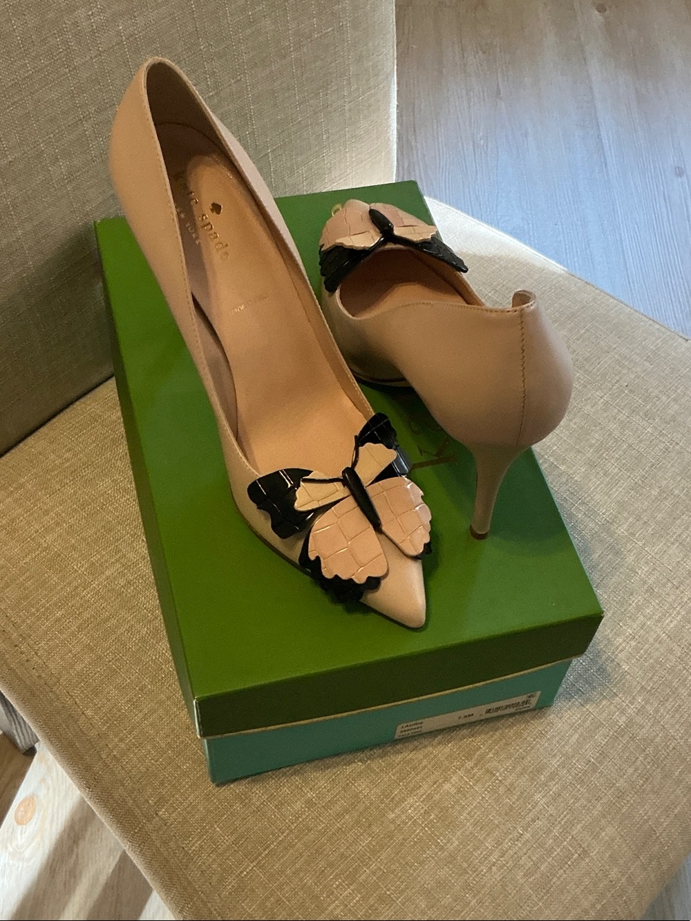kate spade Blush Pink Pointed-Toe Pumps with Butterfly Accent